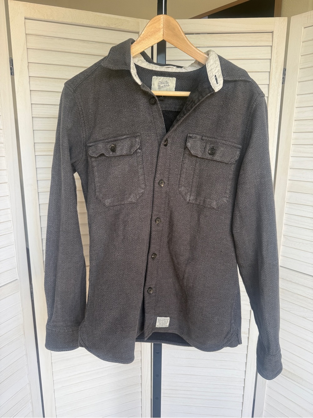 Deus Ex Machina Maxwell Dobby Overshirt Charcoal Size Small